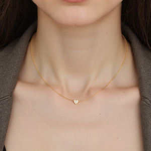 Großhandel Sterling Silber Halskette Frauen Hypo allergene Liebe Charm Halskette 5A Zirkon Micro Intarsien Herz Anhänger Halskette - Product Image 1