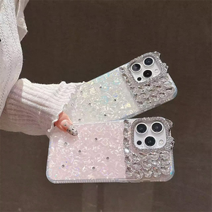 เคสโทรศัพท์คริสตัลเพชรหลากสีสันสุดหรูสำหรับ iPhone 17 16 15 14 13 12  วัสดุ TPU PC สำหรับ iPhone 17 Pro Max สีชมพูสวยงาม - Product Image 2