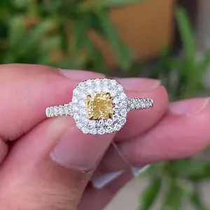 자연적인 노란 다이아몬드 반지를 가진 750 의 금 도매 반지 조정을 만드는 보석을 위한 bling 매력