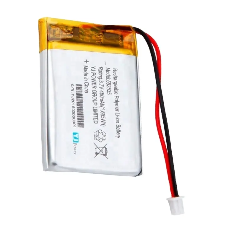 Small size lithium polymer battery 3.7V 552535 430mAh rechargeable li po battery for smart devices