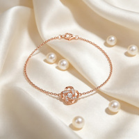 Damen Roségold-Plattiertes 925 Sterling Silber Kettenglieder-Armband mit Brillantschliff Kubischem Zirkonia für Hochzeitsgeschenk und Festliche Anlässe