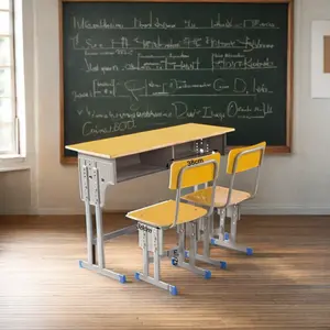 Modern Design Double Solid Wood High Quality Table And Chair For Primary And Secondary School Classrooms