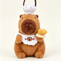 Porte-clés en peluche Chef Capybara, adorable pendentif en peluche de boulanger, breloque de sac en peluche douce de dessin animé avec chapeau et tablier, cadeau pour enfants, vente en gros
