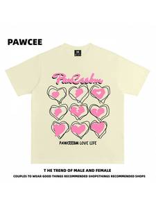 T-Shirt da Uomo Pawcee, Vestibilità Ampia, Casual, Collo Tondo, Design Geometrico con Cuore, Lavabile in Lavatrice, Unisex, Outfit per Coppie - Product Image 1