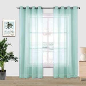 Cortinas náuticas semitransparentes <span class=keywords><strong>con</strong></span> ojales para decoración del hogar cortina colgante - Product Image 2