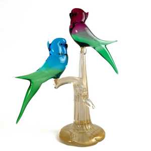 Tiny Glass World - Escultura Artística de Pareja de Loros en Cristal Soplado a Mano, Florero de Cristal Contemporáneo de Rajasthan para Decoración de Oficina - Product Image 5