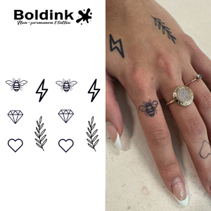 Tatuaje Temporal de Jugo de Jagua Boldink Personalizado, Realista, Micro Pequeño, con Diseño de Abeja y Diamante, Resistente al Agua, de Larga Duración (2 Semanas) - Product Image 1