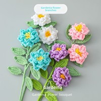Bouquet de fleurs tricotées multicolores en coton laitier fait main, motif gardénia, idéal pour la décoration de la maison, les mariages et les cadeaux (vente en gros)