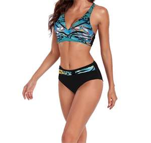 Oem Wholesale Custom 2 Piece Set Bikini <b>Beachwear</b> Heat-Transfer Printed Waterproof Quick Dry Women's <b>Swimwear</b> Spandex/Polyester - Product Image 3