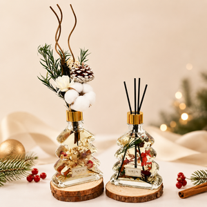 Aikun Clear Tree Shaped Glass Gold Collar Black Reed Dried Flower Botanical Home Decor Christmas Reed <b>Diffuser</b> for Holiday Gifts - Product Image 1