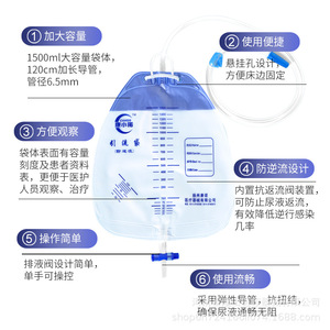 Kangxiaonuo Disposable Drainage Bag 1500ml Anti Backflow Urine Collection For Men Women Elderly - Product Image 3