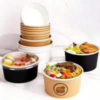 Mangkuk Makanan Kertas Sekali Pakai yang Dapat Dipanaskan, Kapasitas Besar, Sesuai Pesanan Pabrik, untuk Mie, Nasi, Salad, Kompor Induksi