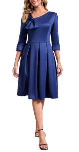<span class=keywords><strong>Abito</strong></span> elegante da donna con <span class=keywords><strong>maniche</strong></span> a <span class=keywords><strong>3</strong></span>/<span class=keywords><strong>4</strong></span>, vita cinata e gonna a trapezio, ideale per la chiesa e feste cocktail. - Product Image 1