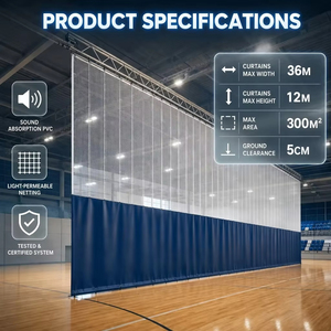 Cortina Divisoria Interior Multideportiva para Cancha de Baloncesto, Bádminton y Voleibol, Red de Partición Enrollable Eléctrica - Product Image 3