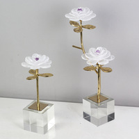 Nordique Design moderne lumière luxe laiton branche ornement naturel améthyste fleur salon Table basse entrée métal plante