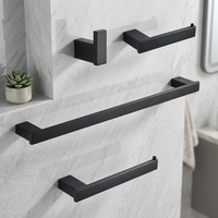 Accessoires de salle de bain 4 pièces ensemble de décor de douche en acier inoxydable noir mural hôtel toilettes matériel sanitaire