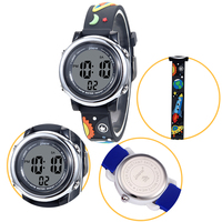 Jam tangan Digital anak perempuan, jam tangan Digital lampu 7 warna kartun untuk anak perempuan anak-anak kecil 3-10 Tahun 3D olahraga anak-anak Stopwatch Alarm