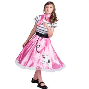 Kreatives Design Mädchen rosa Mädchen Pudel Cosplay Rock Party Cosplay Kleidung Halloween Kostüm für Kinder mit Schal