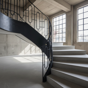 Minimalist Curved Stair Railing Black <b>Metal</b> Indoor Decorative <b>Handrail</b> Modern Staircase Custom - Product Image 1
