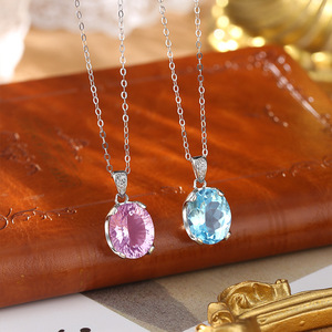 Collar Lariat Minimalista con Cristal de Amatista Ovalado de 10*12mm, Piedra Natural, Plata de Ley 925, Joyería para Uso Diario para Mujer - Product Image 2