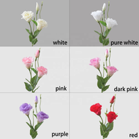 Vente en gros de fleurs artificielles en soie Eustoma Lisianthus à 3 têtes, blanches et violettes, pour la décoration de la maison, des mariages, des fêtes et des centres de table