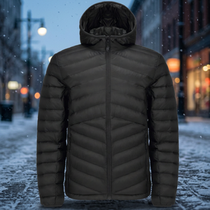Veste d'hiver matelassée pour homme OEM, col montant, à capuche, en nylon coupe-vent et respirant, manteau d'extérieur décontracté épais et chaud avec logo personnalisé - Product Image 3