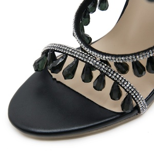 2025 New Designer Luxury Rhinestone Ankle Women's Stiletto Sandals Wedding High Heels - Product Image 5