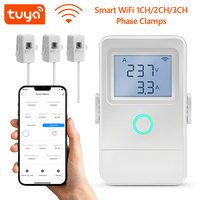 Compteur d'électricité intelligent WiFi Tuya 1/2/3 canaux 80A avec pince ampèremétrique, moniteur d'énergie LCD, alarme de surchauffe, ignifuge PST-PW03 pour usage domestique