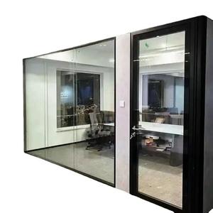 Cloison de séparation en verre pliable sur mesure SZMK modè<span class=keywords><strong>le</strong></span> 002, cadre en alliage d'aluminium, design moderne, pour bureau, bureau à domicile, salles de réunion - Product Image 4