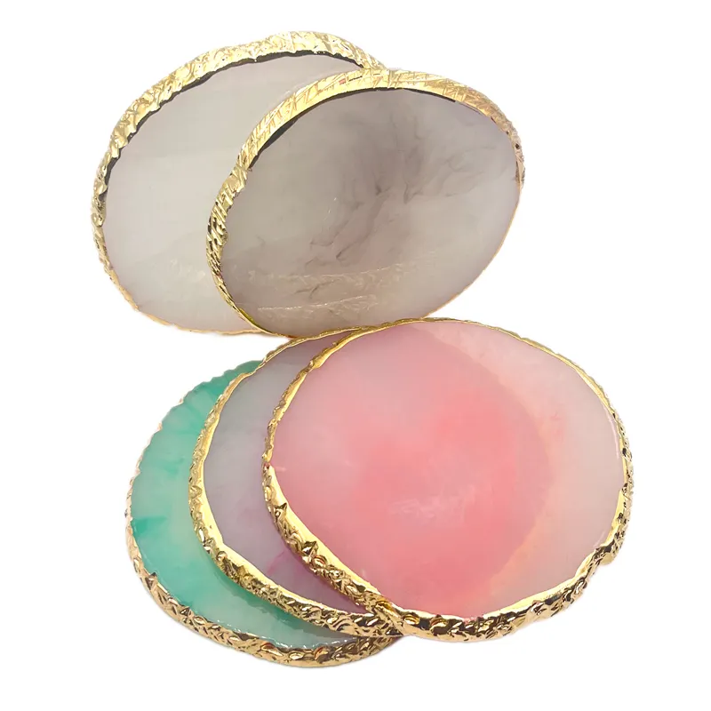 High Quality Crystal Round Gold Board Extension False Stone Palette Display Resin Agate Art Gel Holder Lash Polish Color Nail