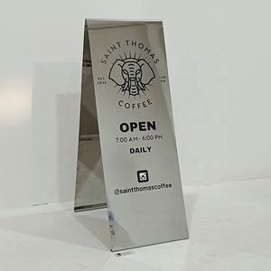 Outdoor Metal a Frame Sign Sidewalk Advertising Display Custom Mirror A-Shape Sign <b>Board</b> for Business - Product Image 6