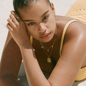 Gemnel Vintage 925 Perak Murni 18K Emas Vermeil Pohon Palem Persegi Liontin Kalung - Product Image 6