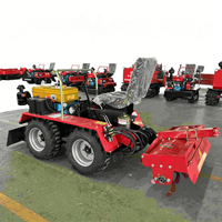 Mini Tractor Multifuncional de 4 Ruedas Diésel con Cuchilla Topadora, Zanjadora para Topear, Labrar, Desherbar, Nivelar y Cavar Zanjas