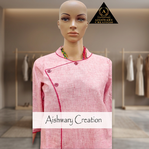 Ensemble haut et bas en coton élégant avec boutons asymétriques pour femmes avec accent de broderie pour une utilisation quotidienne au bureau au printemps - Product Image 3