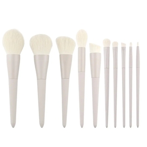 10pcs Coffee Brown Makeup <b>Brush</b> Set Custom Logo Large Flat Foundation Concealer Face Cosmetic <b>Brushes</b> with Storage Pouch - Product Image 1