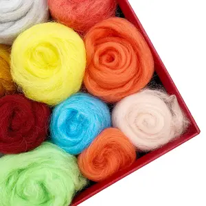 Aijia Crafts Wholesale Price Fibre Wool Yarn Roving for Needle Felting Hand Spinning DIY Craft Materials