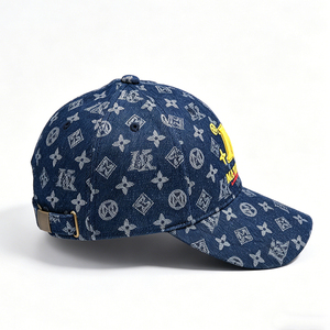 Luxury Jacquard Pattern Baseball Cap, <b>Navy</b> Blue with Gold Logo Embroidery, Casual Streetwear Sun <b>Hat</b> - Product Image 2