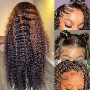 Sâu sóng nổi bật màu ánh sáng Nâu Xoăn rõ ràng HD ren phía trước Tóc Giả Invisi dây rút Pre ngắt Brazil tóc giả tóc con người - Product Image 2