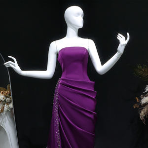 Vestido de Noche Largo Sharon Said SF202, Moderno, Natural, con Lentejuelas, Elegante, Morado, Estilo Sirena, Hombros Descubiertos, Cola Larga - Product Image 5