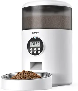 Distributeur automatique d'aliments secs de 3,5 l, vente en gros, mangeoire arrondie pour chiens et animaux de compagnie avec enregistrement vocal