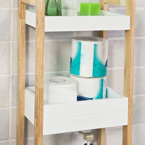<strong>Wood</strong> Storage Cart Mobile Narrow Small <strong>Shelf</strong> Organizer Storage Utility Cart Rack For Kitchen Bathroom <strong>3</strong> <strong>Tier</strong> Shelving Unit - Product Image 4
