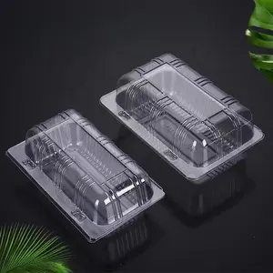 Wholesale Transparent Disposable Custom PET Plastic Swiss Roll Container Cake Packaging