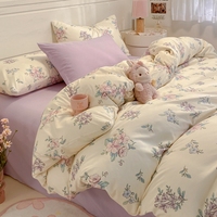 Professionnel nuage quatre pièces couette couette 100% coton fleur motif couette ensembles de luxe collections ensemble de literie en gros