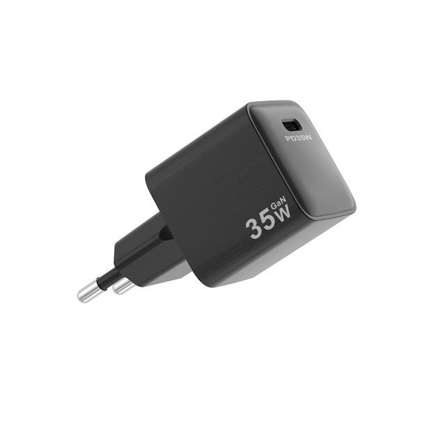 EU 35W PD 1-Port GAN Charger for Iphone Wire-drawing Figure on Body Housing MINI Design, Private Mold