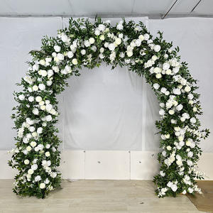 Cirkel Wit Roze Bloemen Toegangspoort Trouwkraam Bloemstuk Achtergrond Bruiloft Bloemenboog - Product Image 2