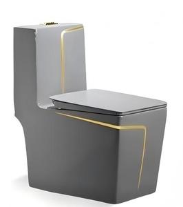 Sang trọng vàng đen một mảnh thiết bị vệ sinh Suite dual-tuôn ra phòng tắm <span class=keywords><strong>commode</strong></span> nhà vệ sinh bát bồn rửa lưu vực wc-chất lượng gốm Closet - Product Image 1