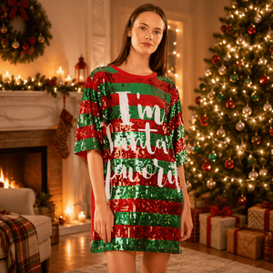 <span class=keywords><strong>Camicette</strong></span> da Donna Oversize con Paillettes Ricamate a Macchina, Lussuose e Scintillanti, per le Feste <span class=keywords><strong>Natalizie</strong></span>, Collezione Verde Natalizio - Product Image 1