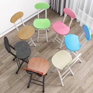 Chaise pliante avec siège en bois, cadre en métal, tabouret rond, usage domestique, design minimaliste pour adultes, pliable - Product Image 2