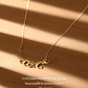 Pendant Necklace 316L Stainless Steel PVD Gold Plating Sustainable Resistant Letter C Charm Fine Jewelry - Product Image 3
