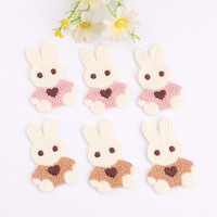 Autocollant en tissu brodé, patch lapin, dessin animé, applique en laine tricotée pour casquette, sac